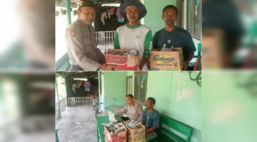 Kapolsek Dente Teladas Berbagi 30 Nasi Bungkus untuk Warga Gotong Royong Pengecoran Jalan